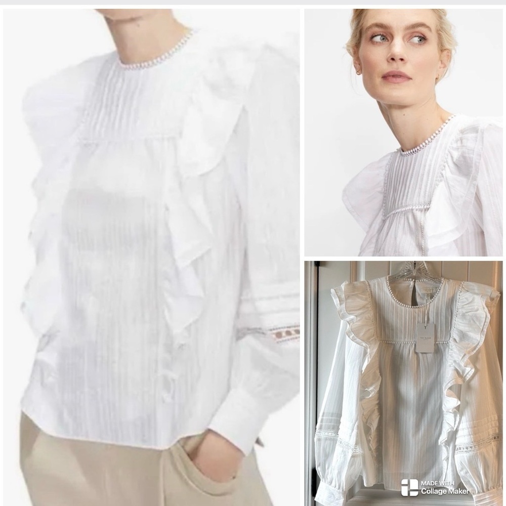 Ted Baker NWT double ruffle silias cotton top NWT